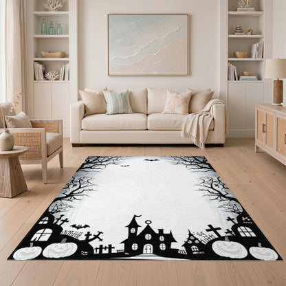 Spooky Halloween Silhouette Washable Area Rug