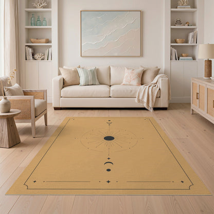 Celestial Sun Moon Phase Geometric Area Rug