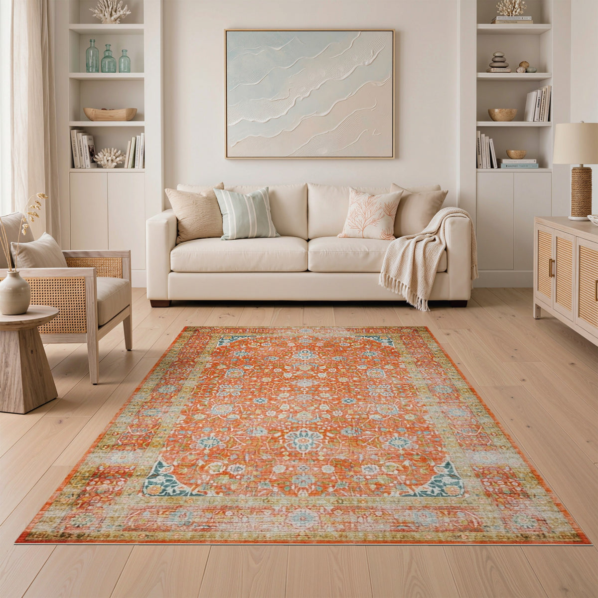 Orange Floral Vintage No. 38 Area Rug