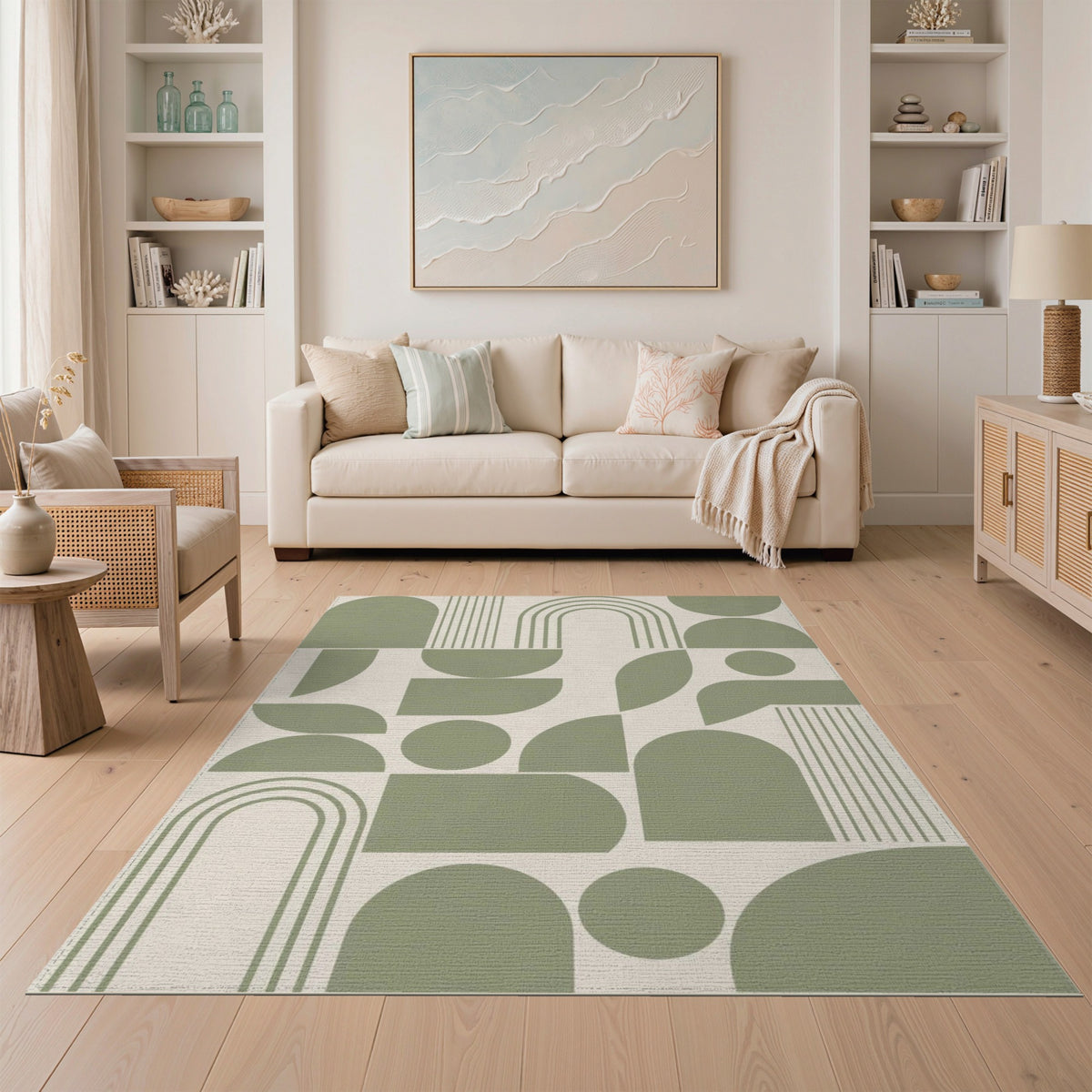 Green Geometric Arch Area Rug
