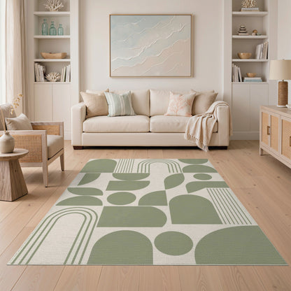 Green Geometric Arch Area Rug