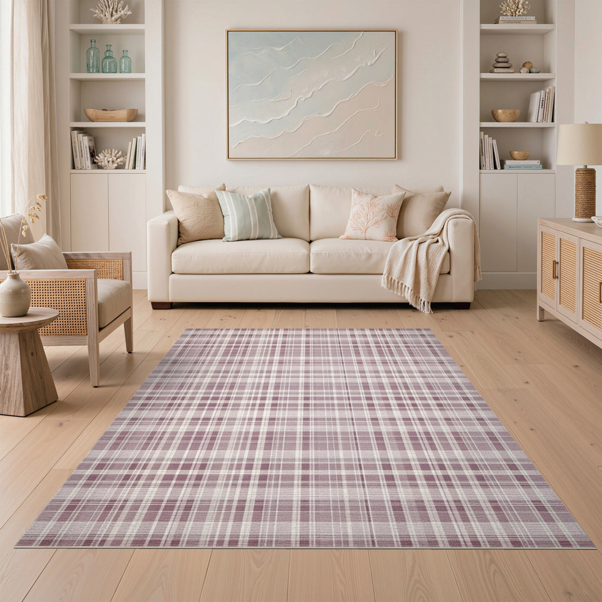 Plaid Purple Plaid Geometric Area Rug