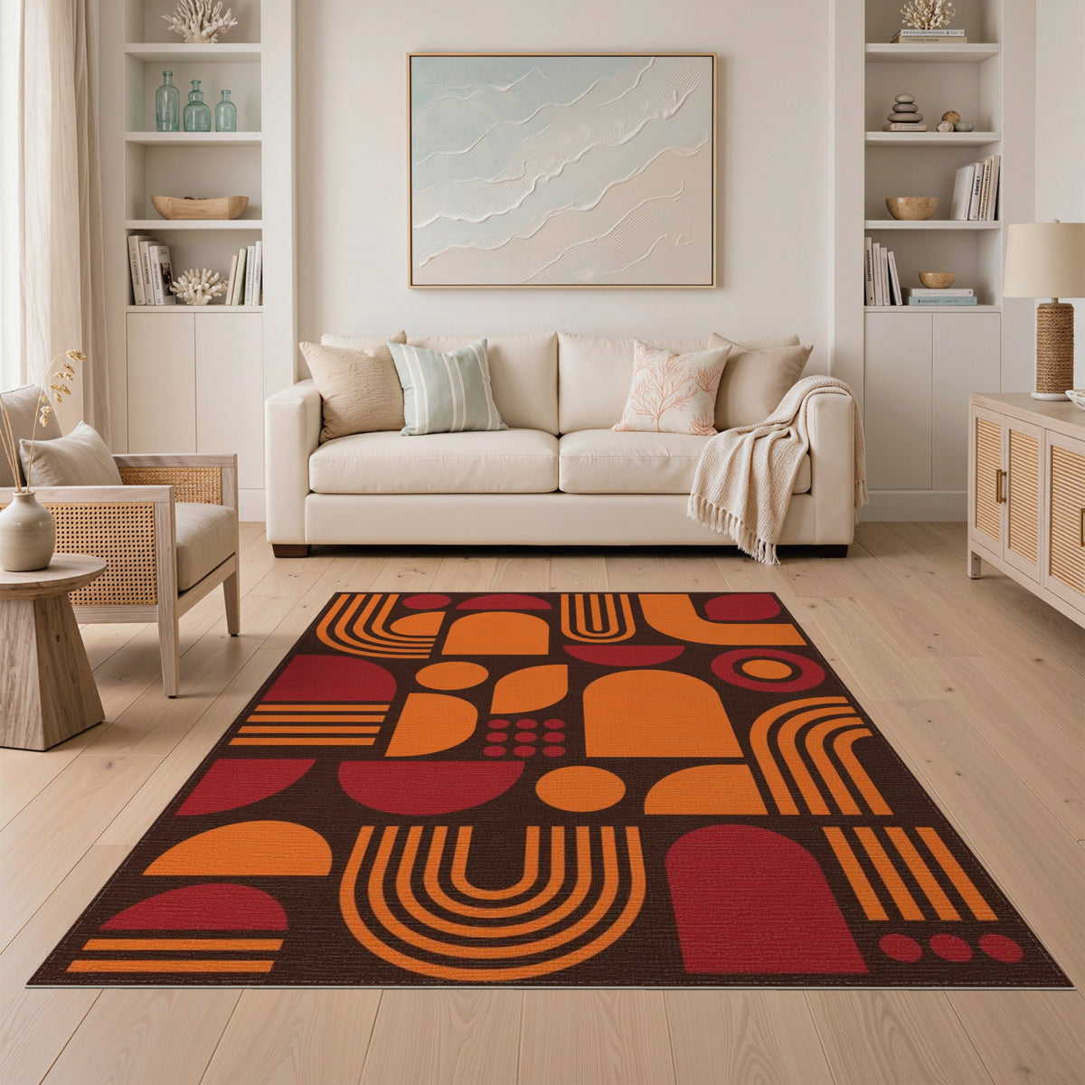 Orange Geometric Modern Area Rug