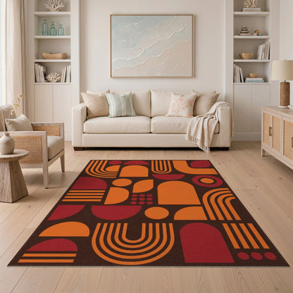 Orange Geometric Modern Area Rug