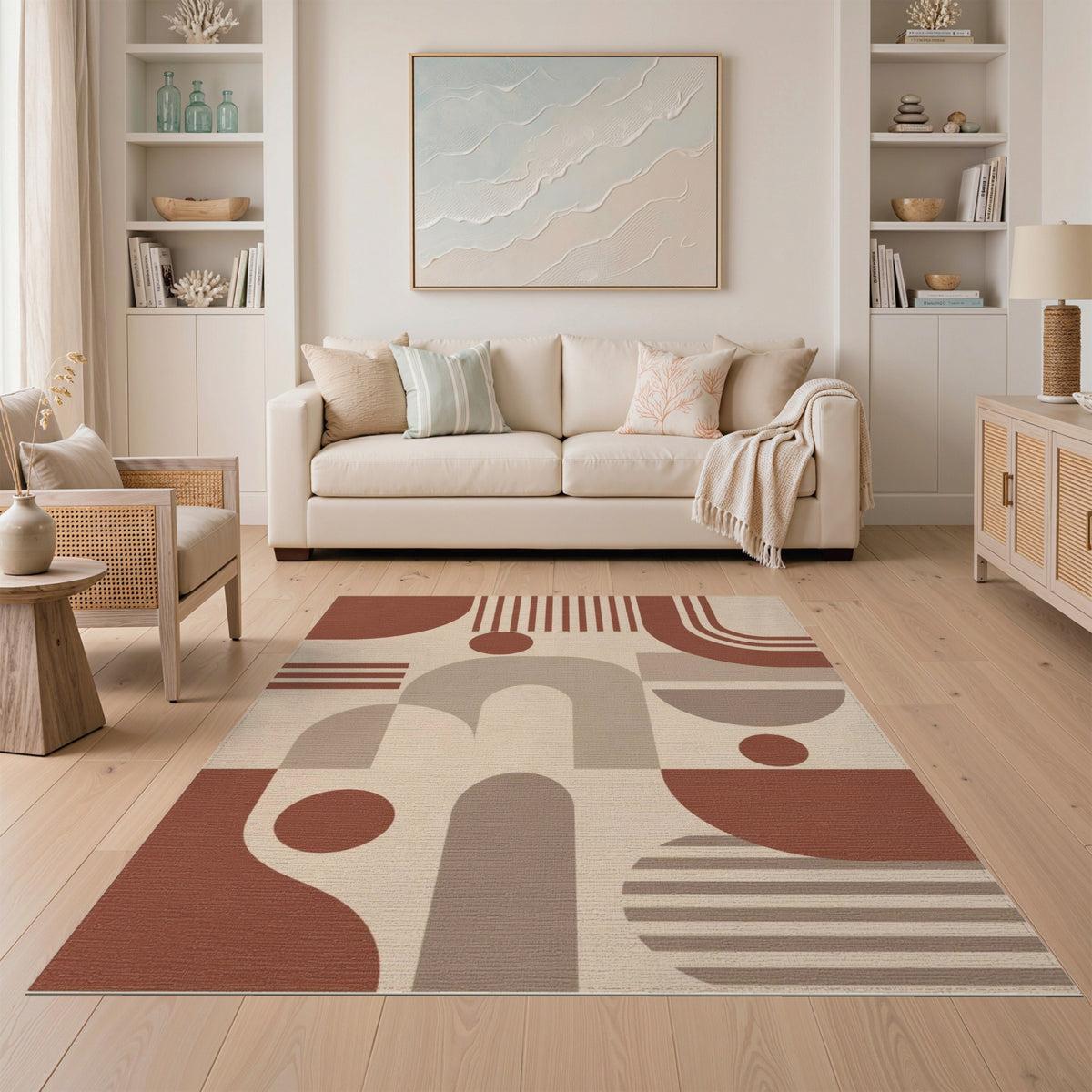 Geometric Brown Arch Area Rug