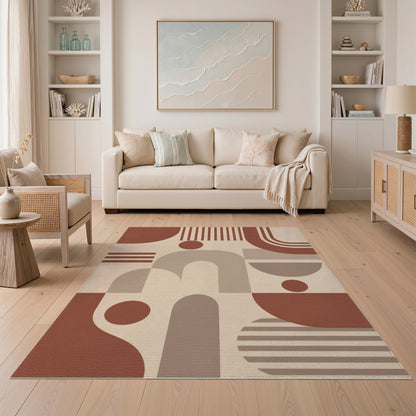 Geometric Brown Arch Area Rug