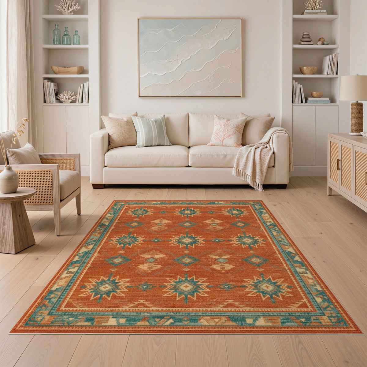 Orange Southwestern Geometric Area Rug
