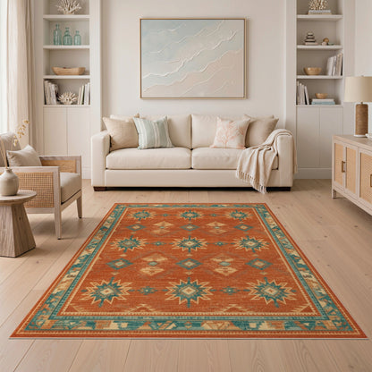 Orange Southwestern Geometric Area Rug