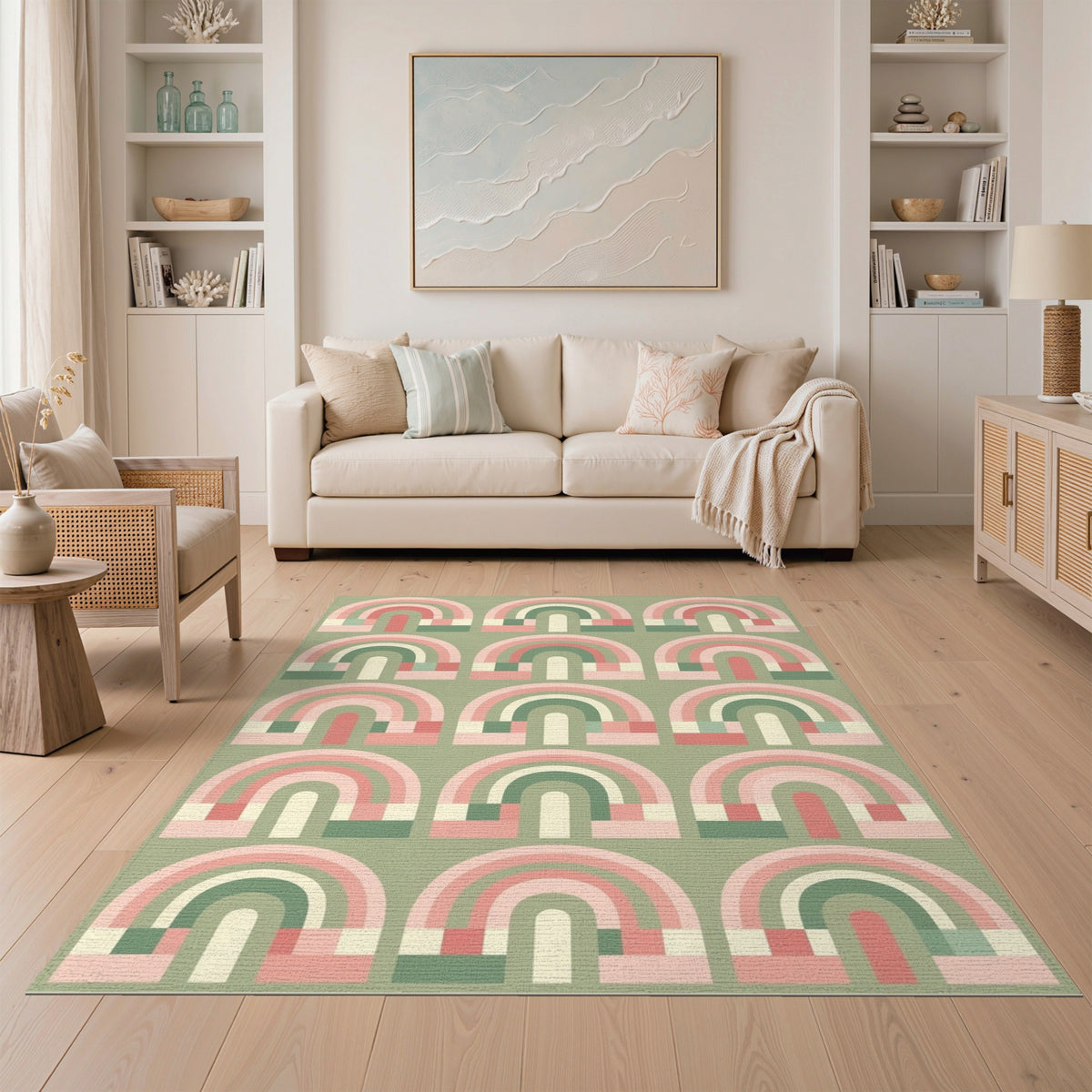 Geometric Modern Pink Geometric Arch Area Rug