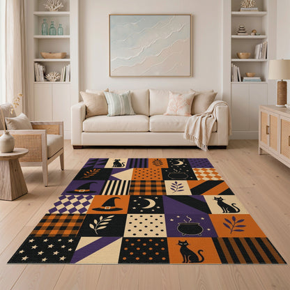 Halloween Cat Patchwork Area Rug