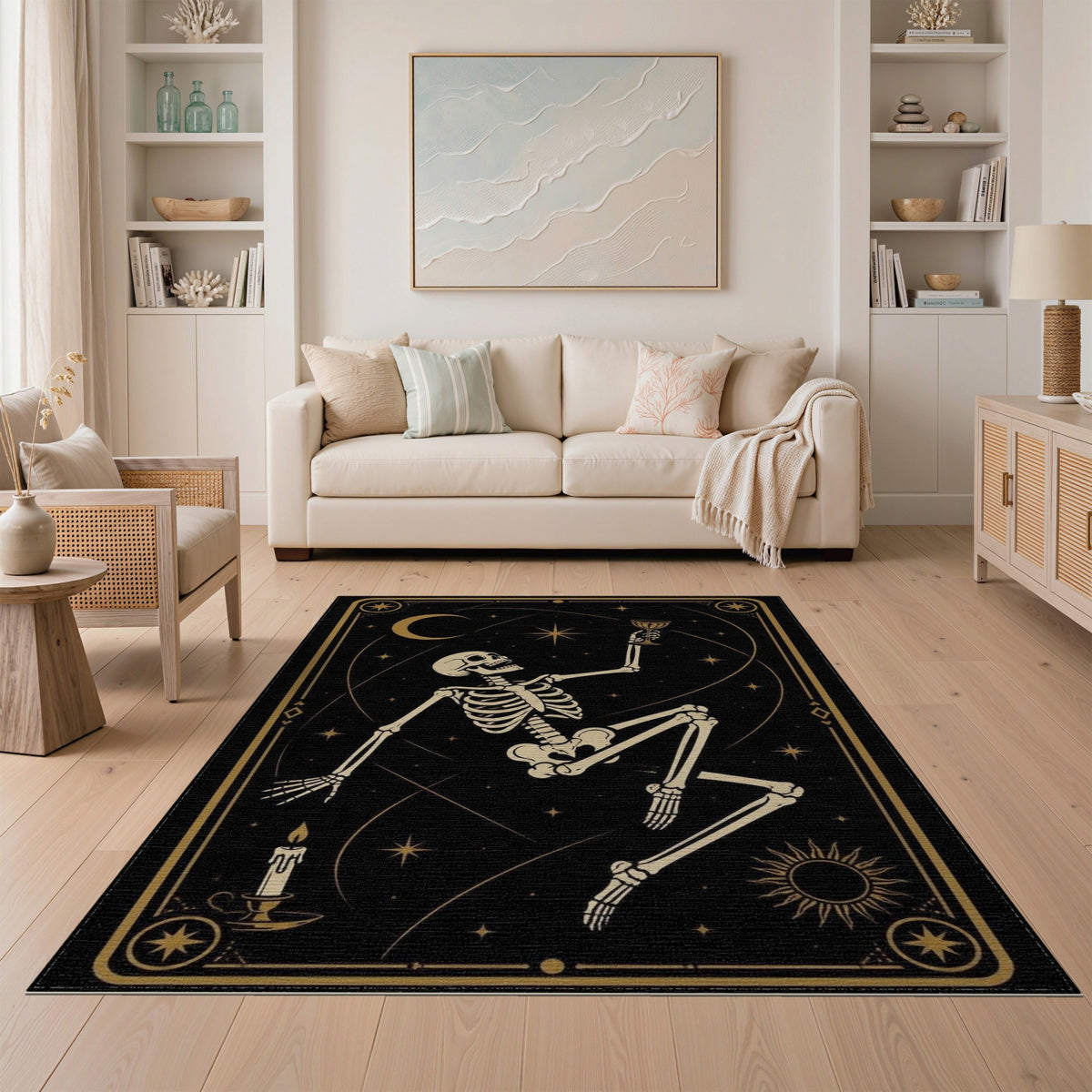 Celestial Skeleton Tarot Area Rug
