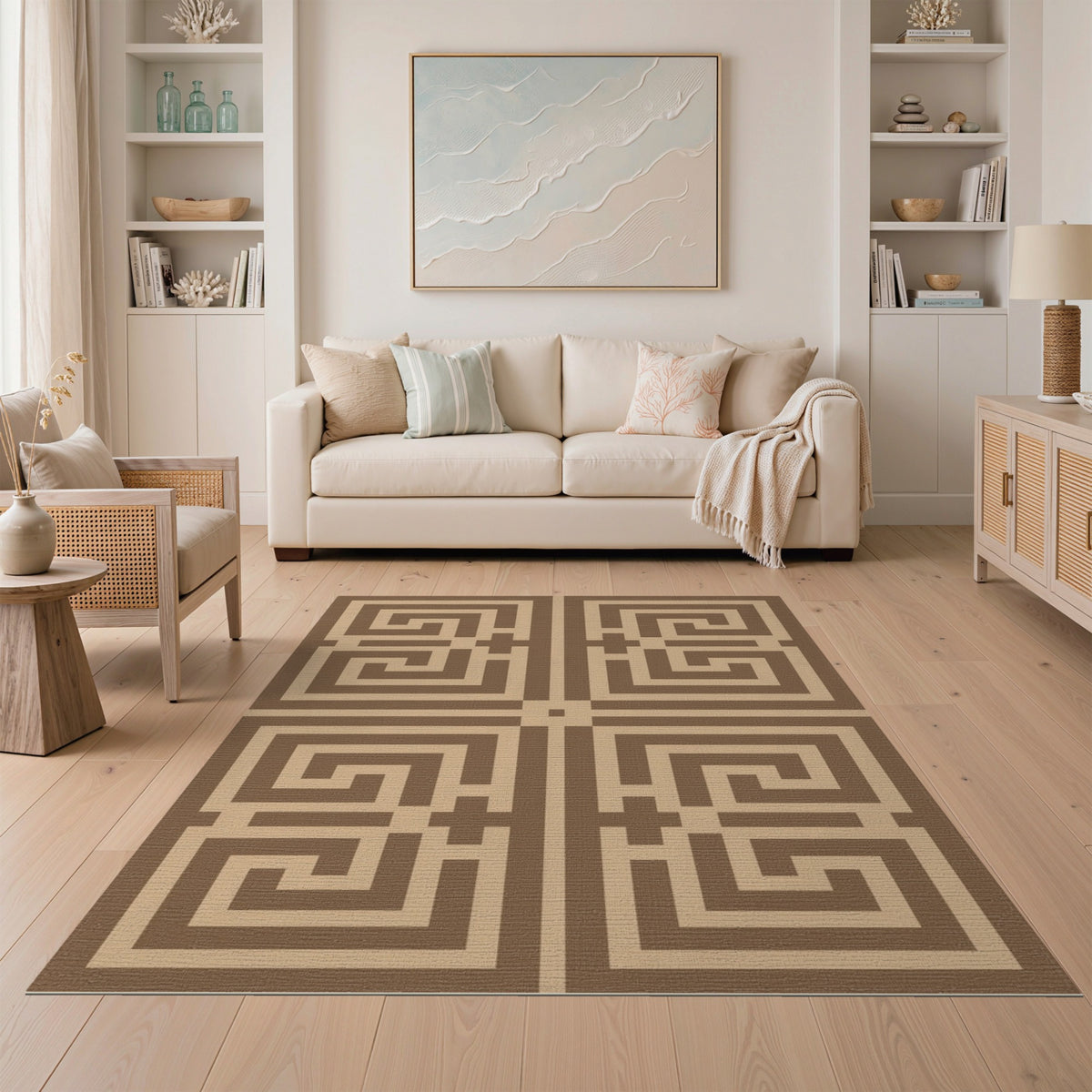 Geometric Brown Area Rug
