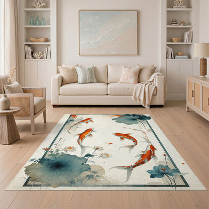 Koi Fish Lotus Area Rug