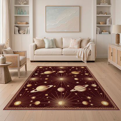 Vintage Celestial Planets Area Rug