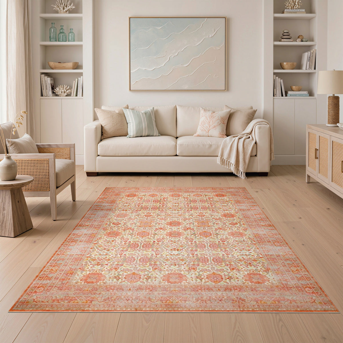 Orange Traditional Persian Medallion Rug
