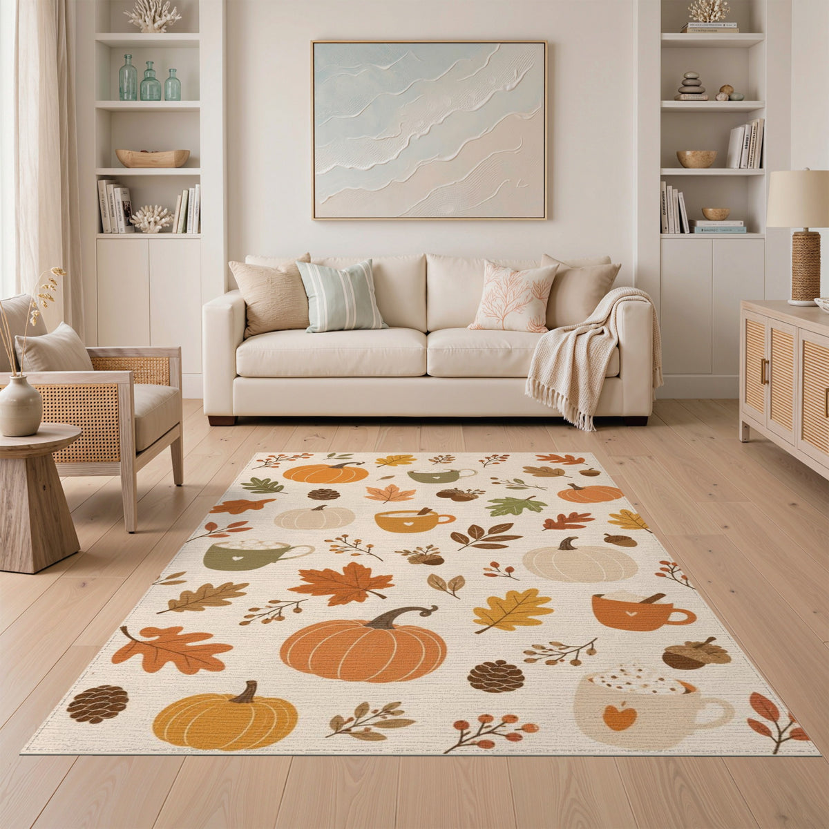 Cozy Autumn Pumpkin Area Rug