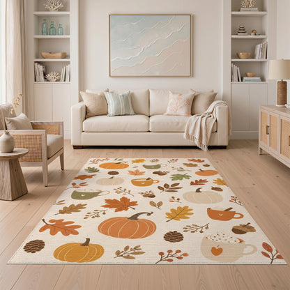 Cozy Autumn Pumpkin Area Rug