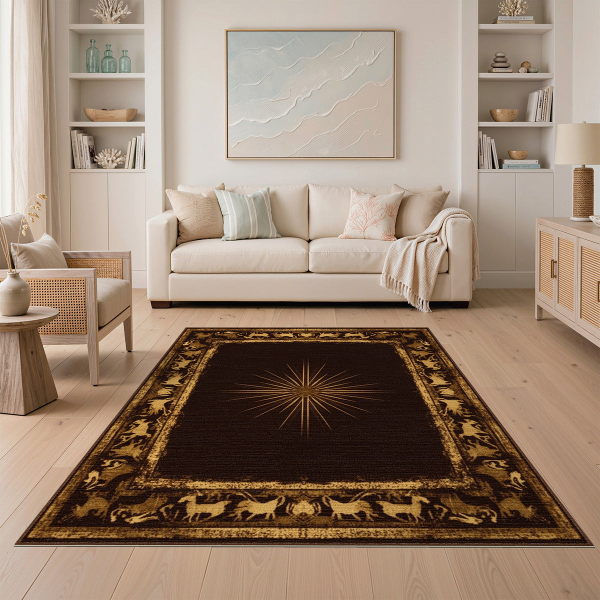 ODIKA Gold Starburst Heritage Tribal Rug