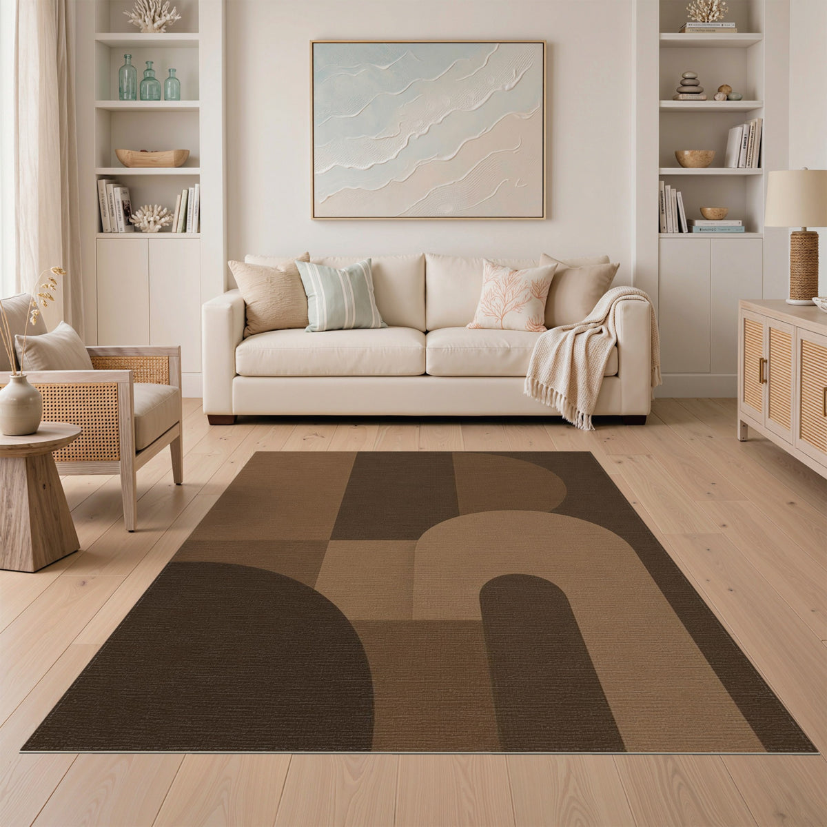Modern Brown Geometric Arch Area Rug