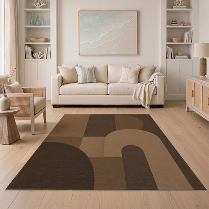 Modern Brown Geometric Arch Area Rug
