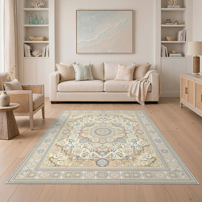 Traditional Persian Medallion Beige Persian Medallion Area Rug