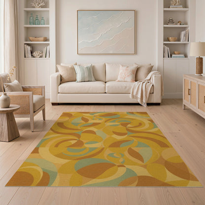 Retro Abstract Swirl Area Rug