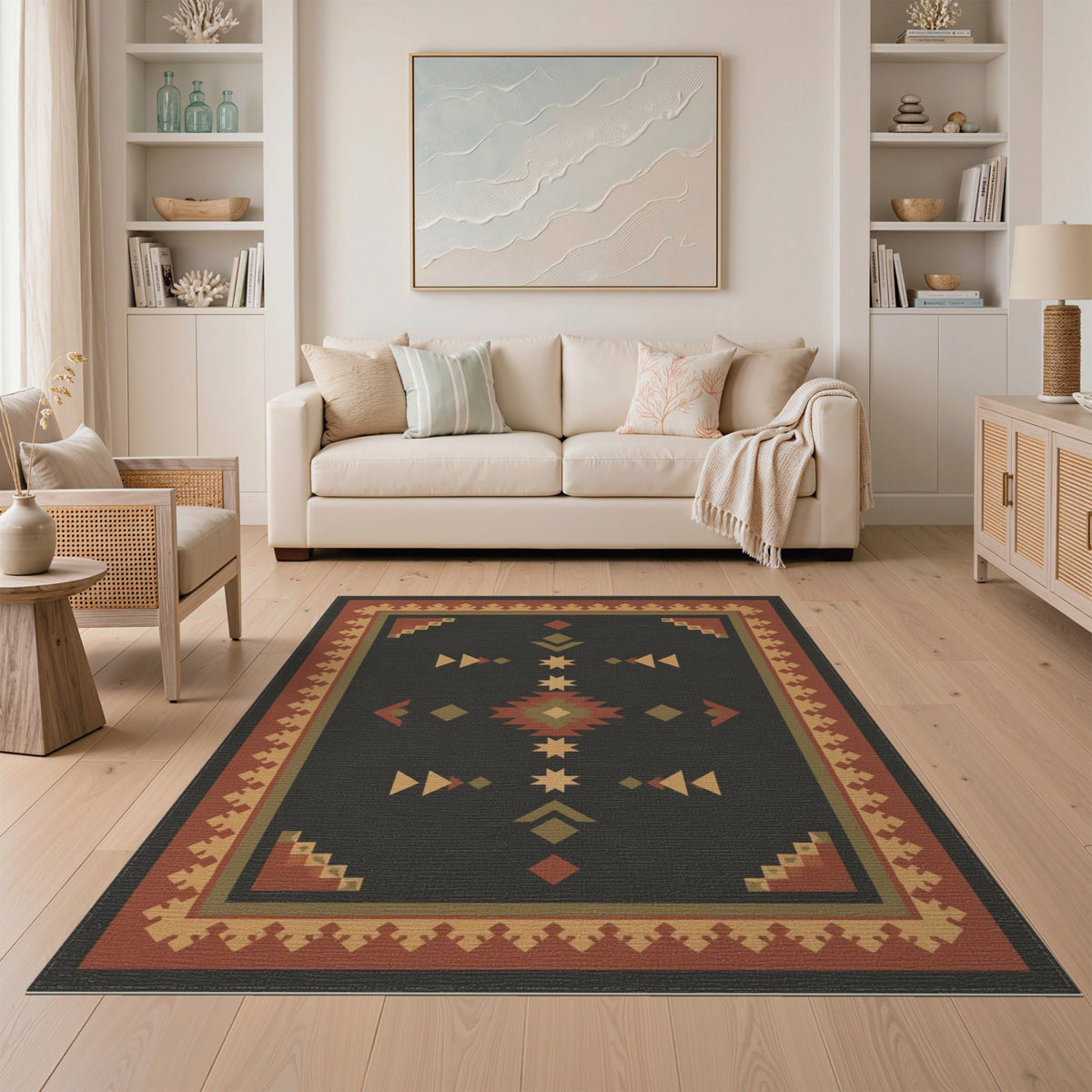 Southwestern Geometric Brown and Tan Area Rug
