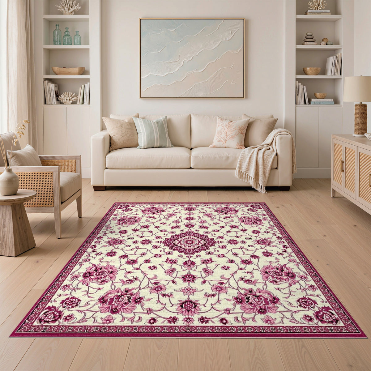 Pink Floral Medallion Vintage No. 10 Area Rug
