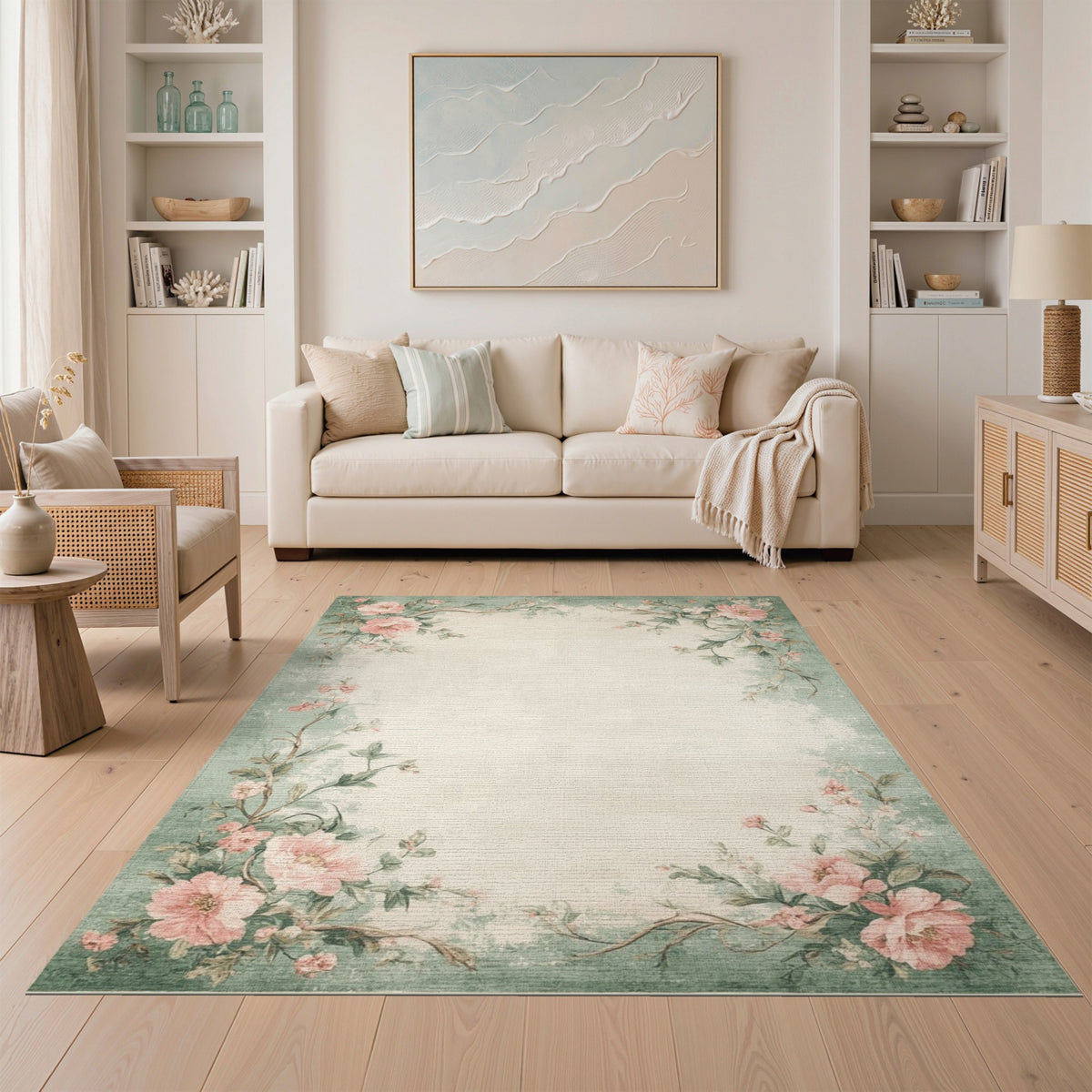 Rose Floral Vintage Pink Rose Vintage Floral Area Rug