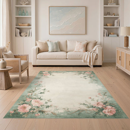 Rose Floral Vintage Pink Rose Vintage Floral Area Rug