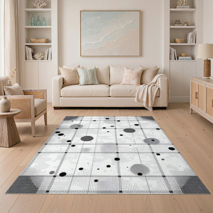 Geometric Modern Dot Black White Geometric Dot Area Rug
