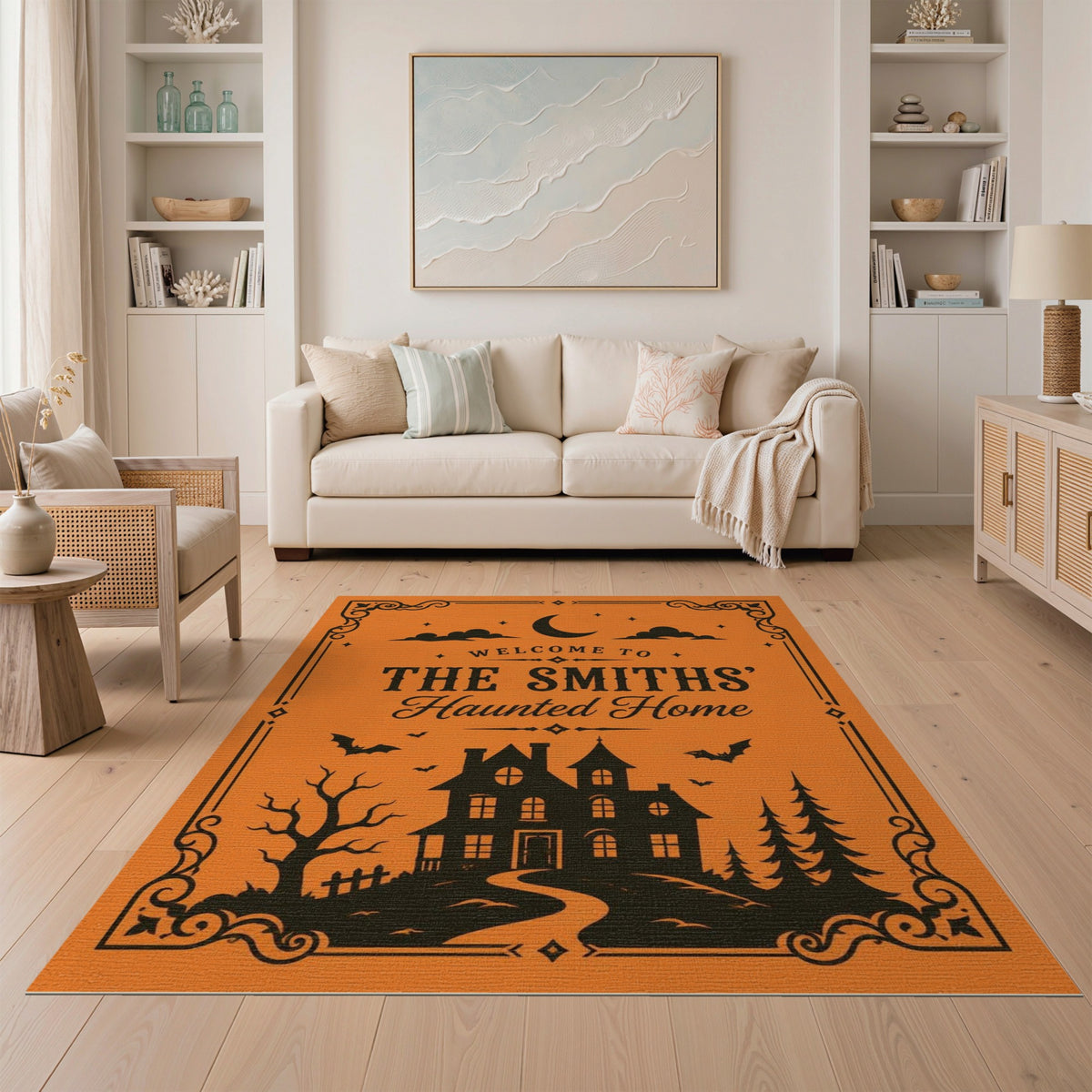Orange The Smiths' Haunted Home Orange Halloween Rug