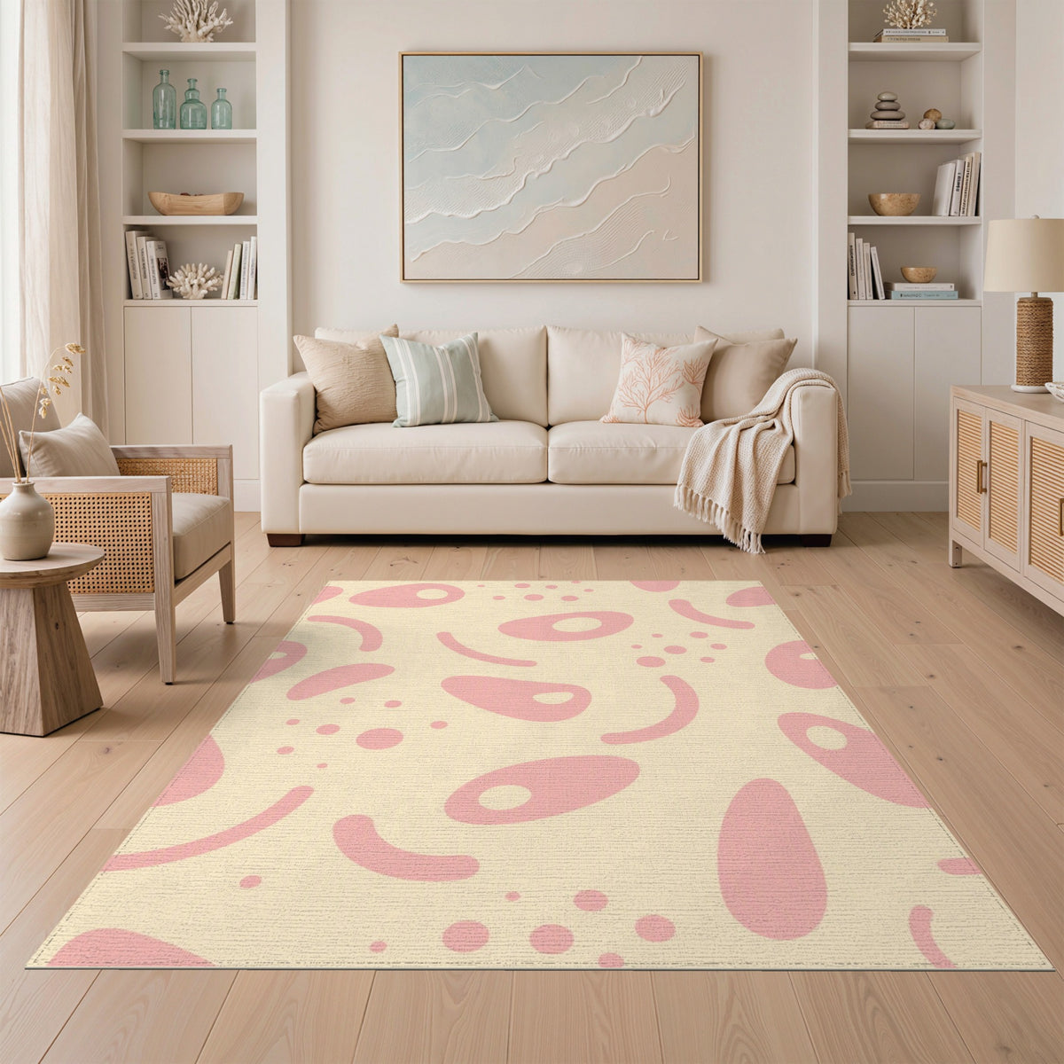Pink Abstract Blob Area Rug