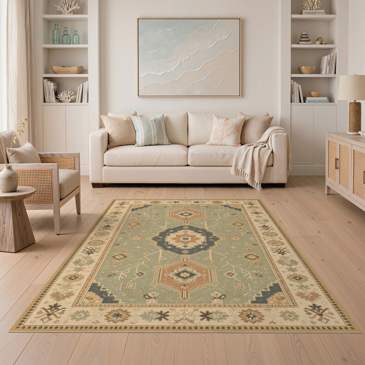 Blue Teal Heritage Medallion Area Rug