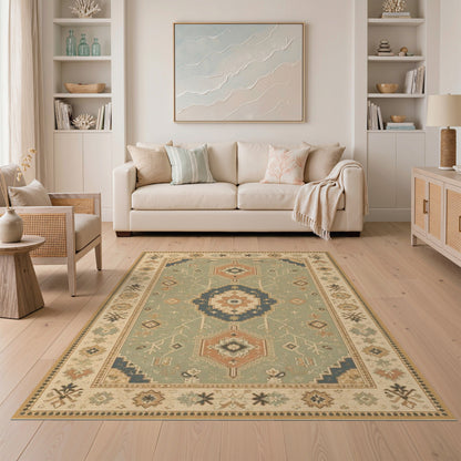 Blue Teal Heritage Medallion Area Rug