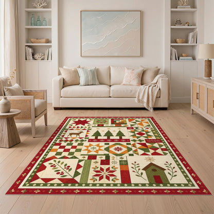 Christmas Patchwork Deer Area Rug