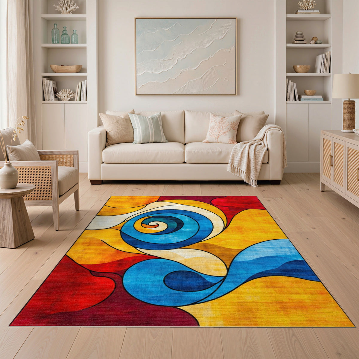 Abstract Area Multi-color and Patterns Vibrant Swirl Abstract Multi-Color Area Rug