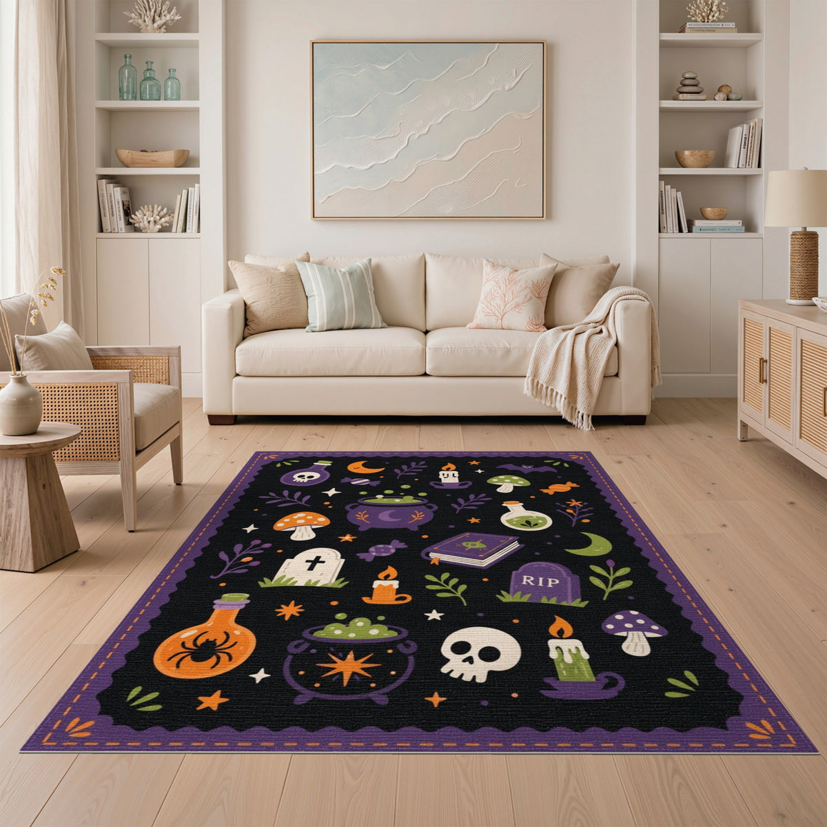 Spooky Halloween Icons Kids Area Rug