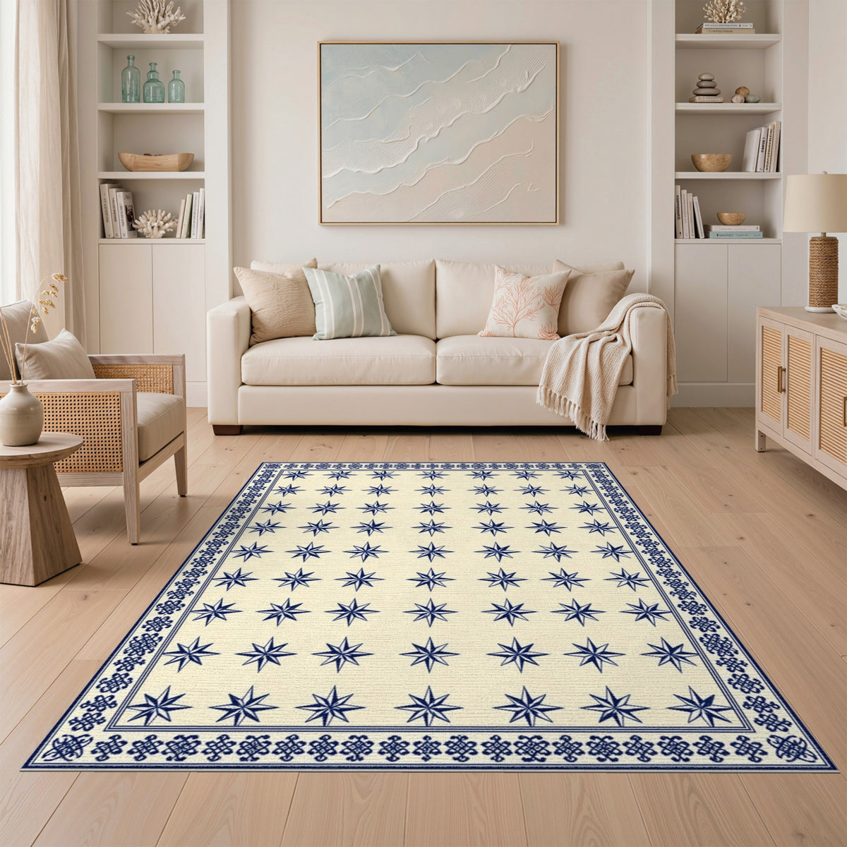 Blue Star Geometric Area Rug