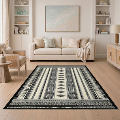 Black White Heritage Tribal No. 61 Area Rug