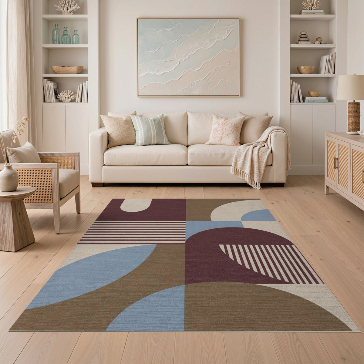 Contemporary Geometric Brown Area Rug