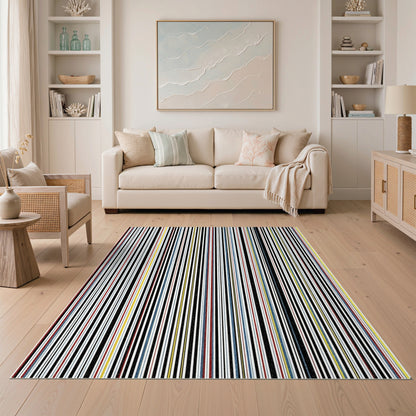 Multi-Color Vertical Stripe Washable Area Rug