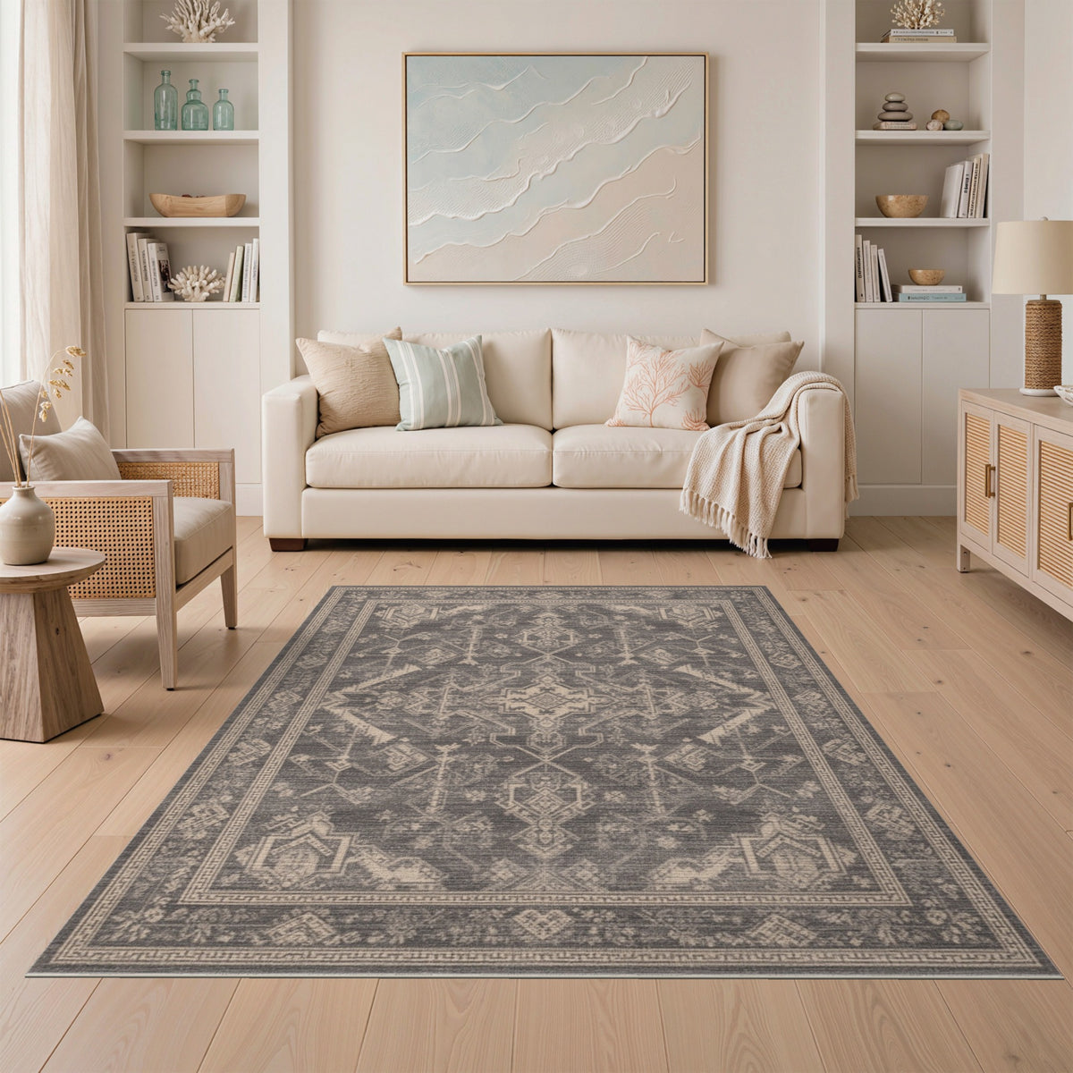 Grey Distressed Vintage Distressed Vintage Area Rug