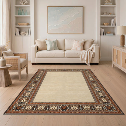 Beige Persian Bordered Area Rug