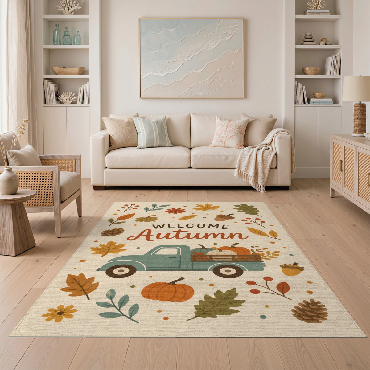 Welcome Autumn Truck Area Rug