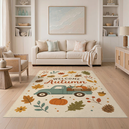 Welcome Autumn Truck Area Rug