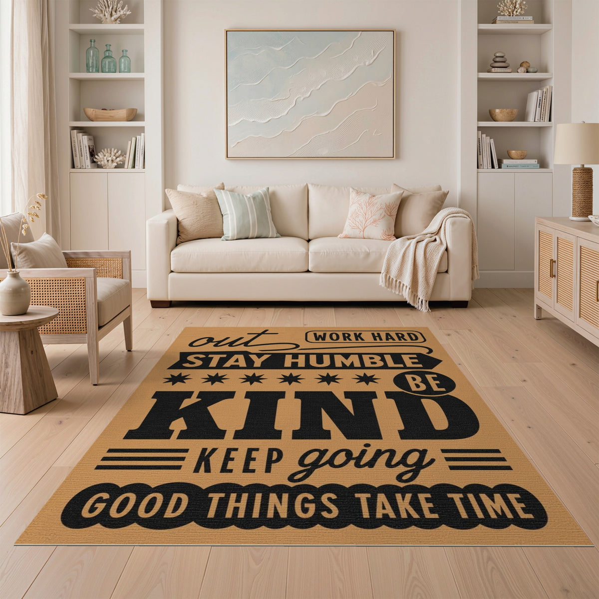 Motivational Quotes Brown Area Rug