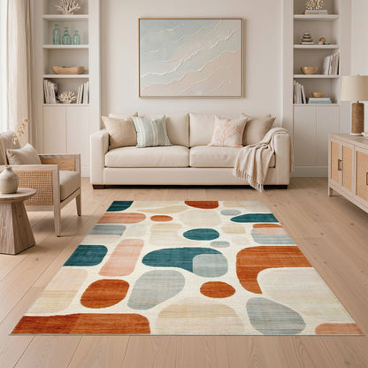 Abstract Teal Shapes Area Rug