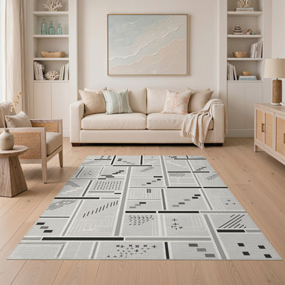 Black White Geometric Modern Area Rug