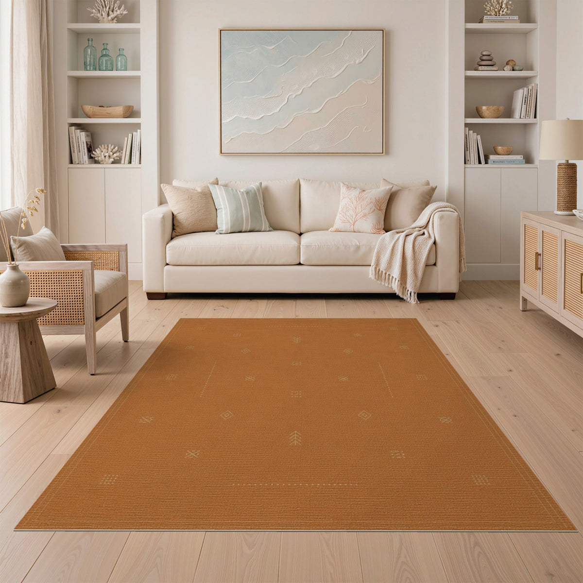 Southwestern Terracotta Geometric Area Rug